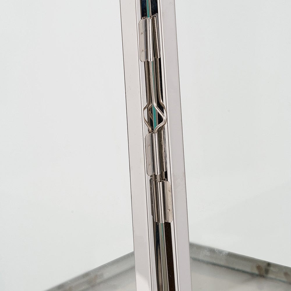 Silver Stainless Steel and Glass Medium Rectangular Lantern.