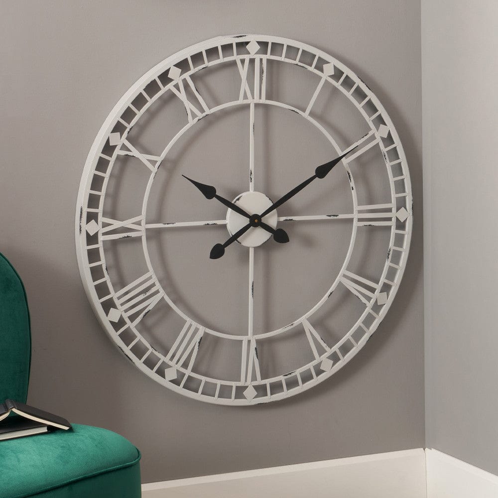 Soft Grey Metal Round Wall Clock.