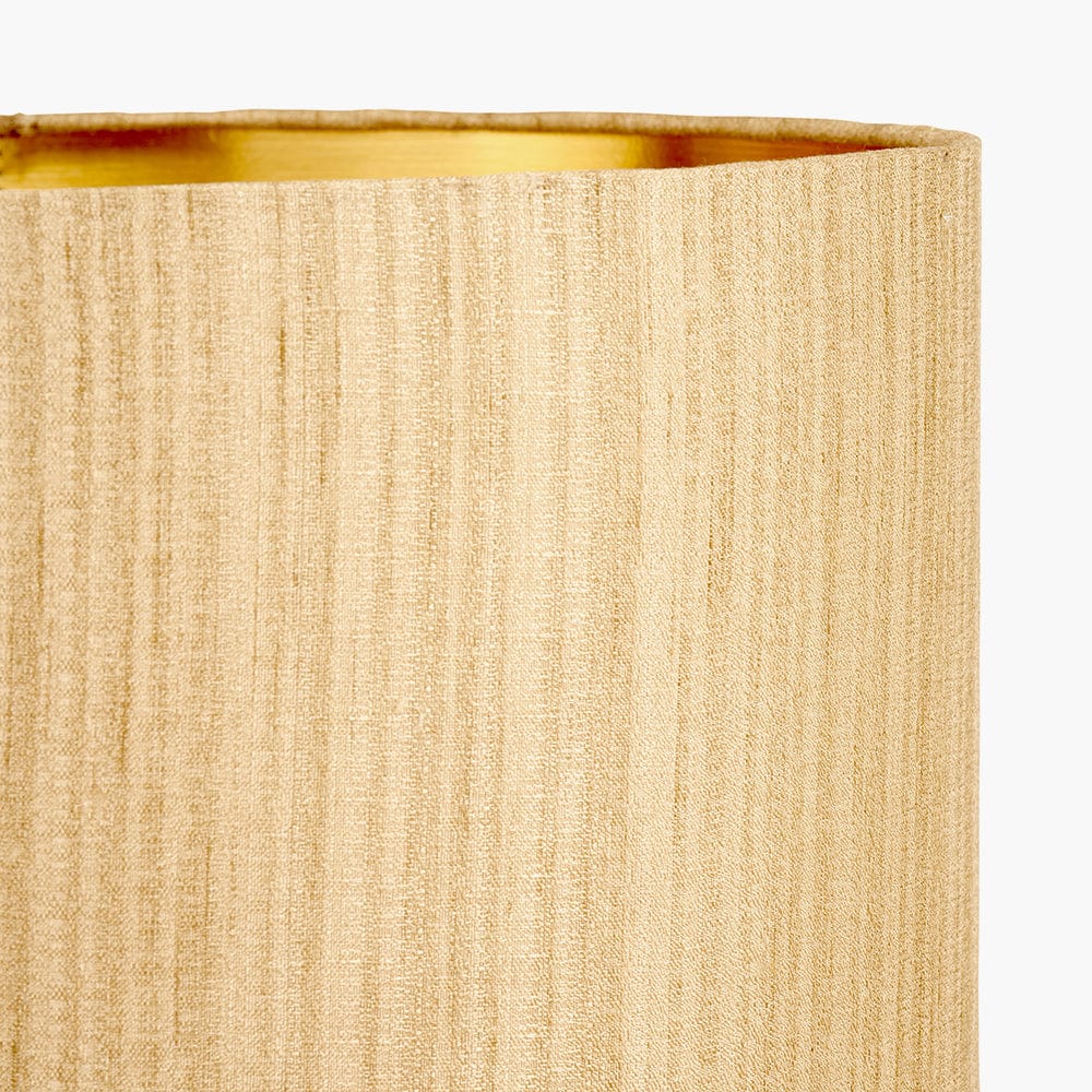 Stellan 45cm Gold Slubbed Silk Mix Gold Lined Cylinder Lampshade.
