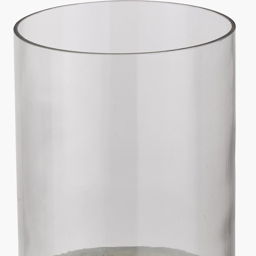 Pacific Lifestyle Accessories Stone Grey Metal and Clear Glass Hurricane House of Isabella UK