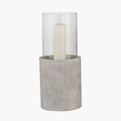 Pacific Lifestyle Accessories Stone Grey Metal and Clear Glass Hurricane House of Isabella UK