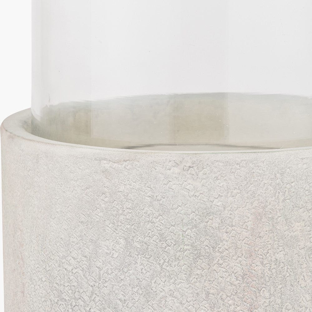 Pacific Lifestyle Accessories Stone Grey Metal and Clear Glass Hurricane House of Isabella UK