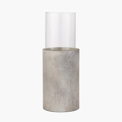 Pacific Lifestyle Accessories Stone Grey Metal and Clear Glass Hurricane Large House of Isabella UK