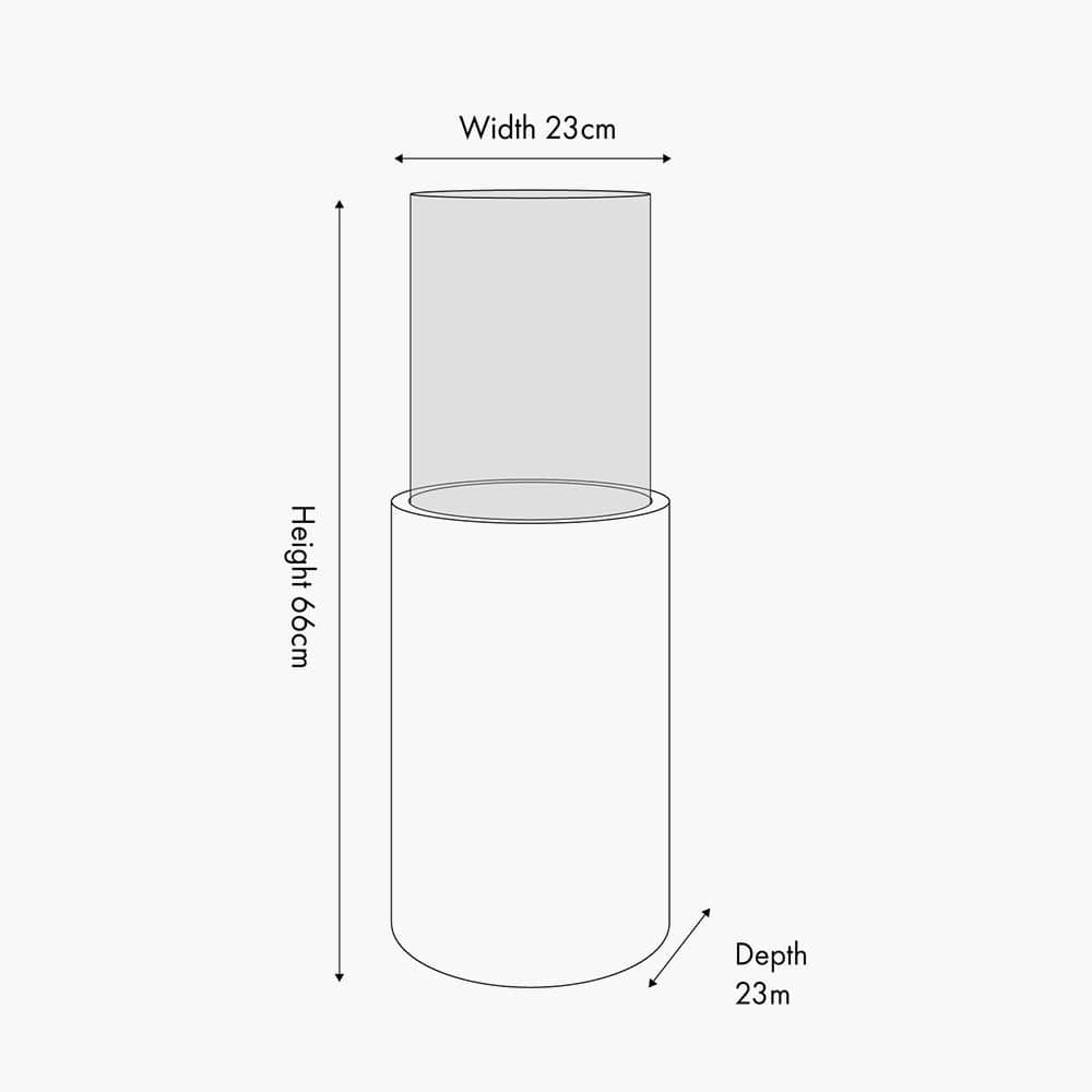 Stone Grey Metal and Clear Glass Hurricane Large.