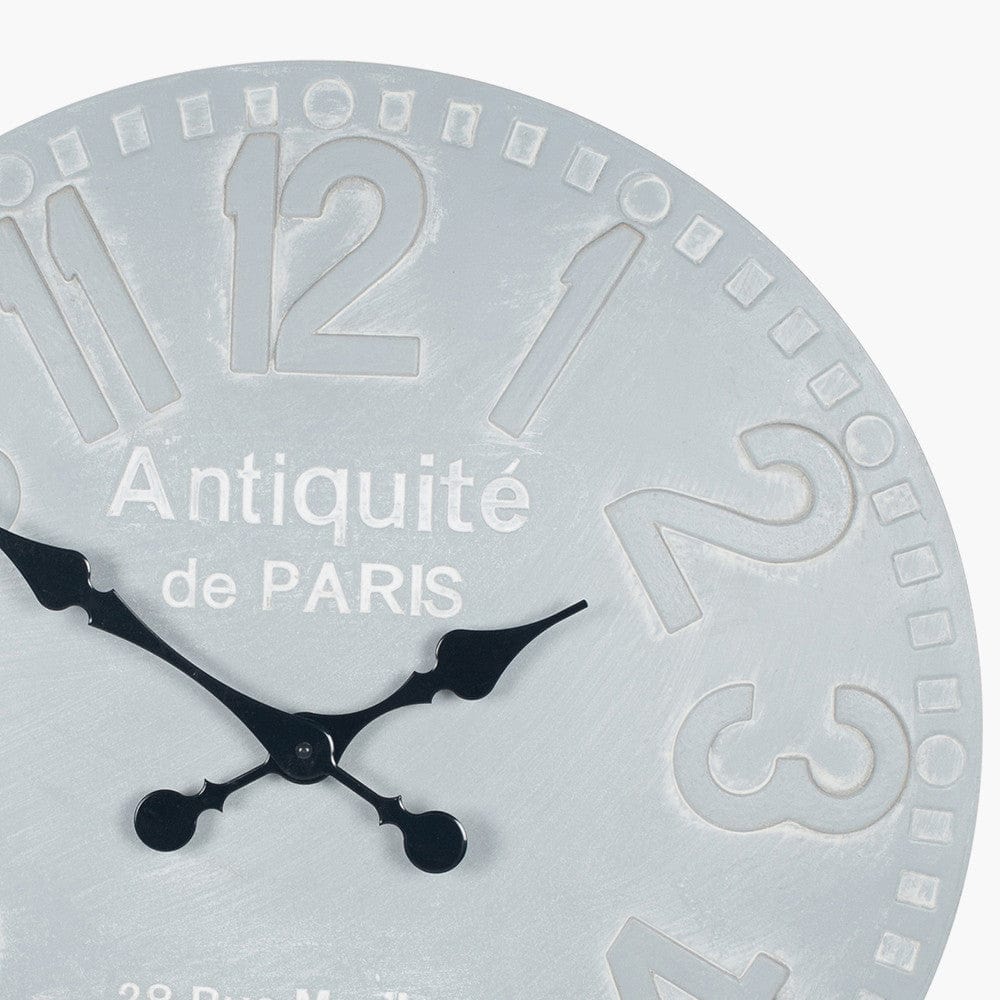 Stone Grey Wood Round Wall Clock.