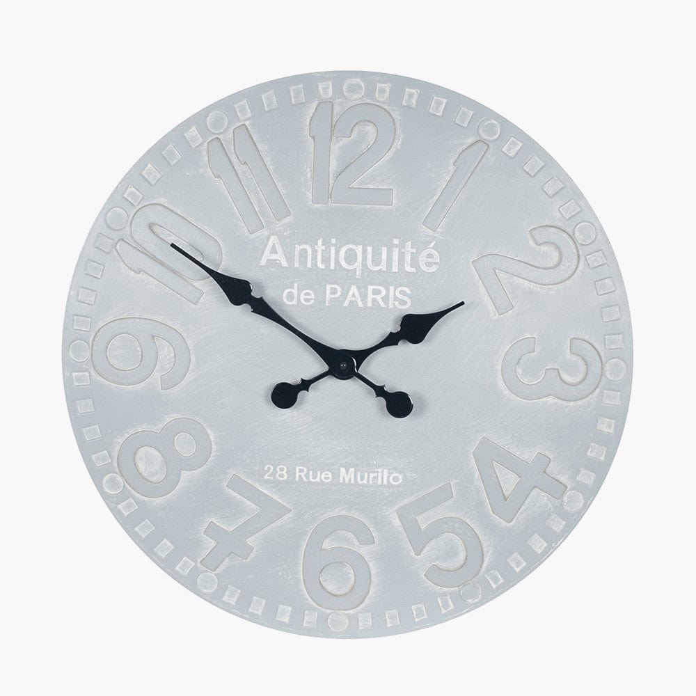 Stone Grey Wood Round Wall Clock.