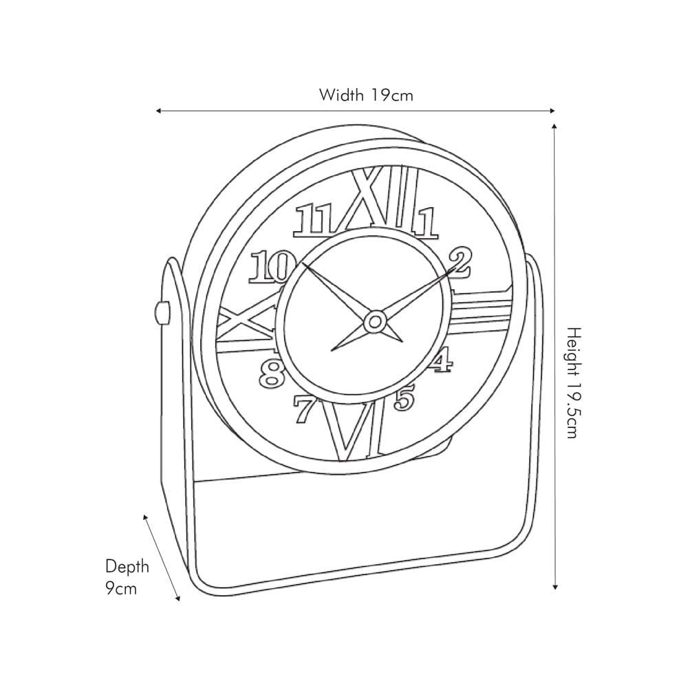 Tan Leather and Antique Brass Table Desk Clock.