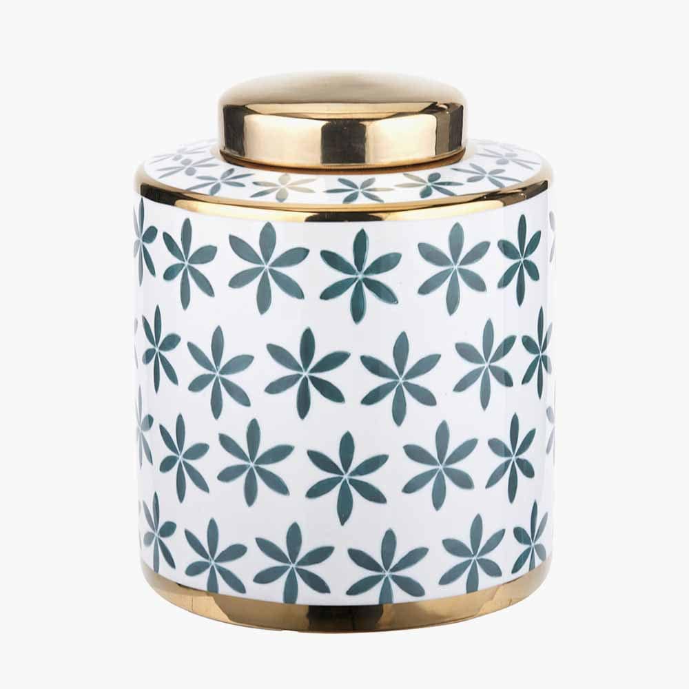 Pacific Lifestyle Accessories Thea Green and Gold Leaf Ceramic Lidded Ginger Jar House of Isabella UK