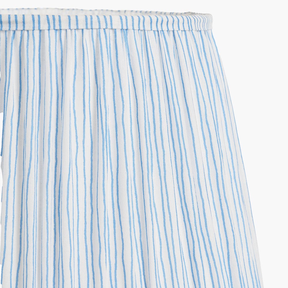 Thiago 35cm Ocean Blue Stripe Mushroom Pleat Tapered Lampshade.