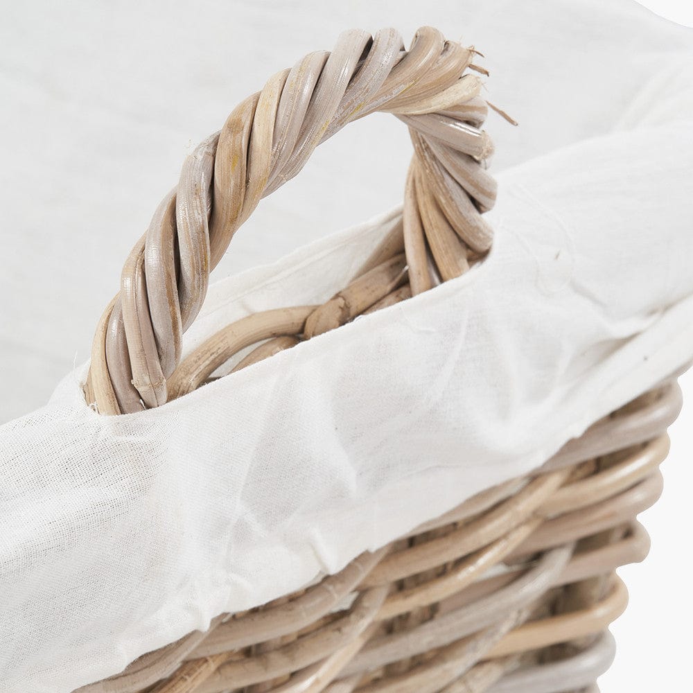 Tobs Grey Kubu Rattan Lined Rectangular Basket.