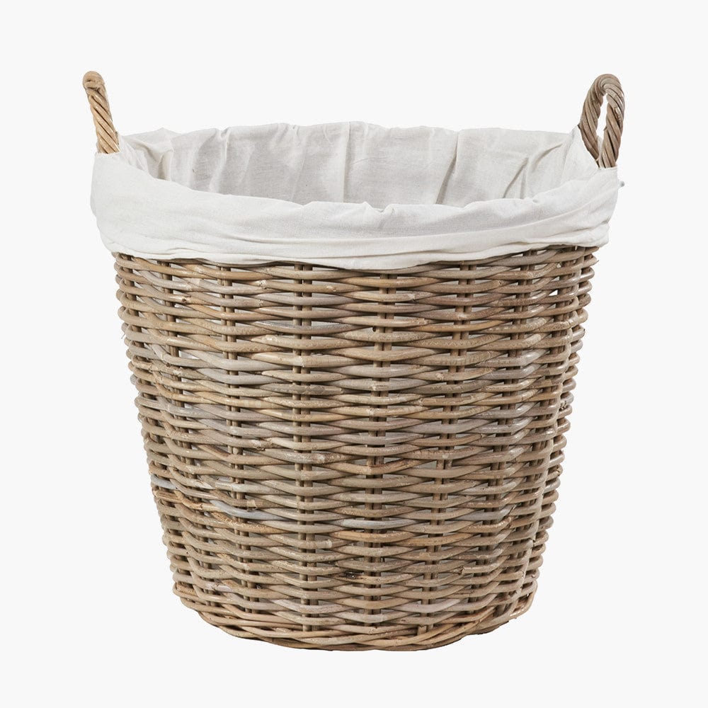 Tobs Grey Kubu Rattan Lined Round Basket.