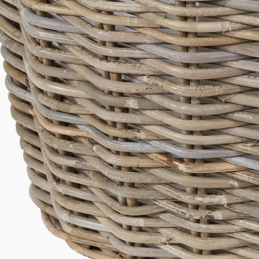 Tobs Grey Kubu Rattan Lined Round Basket.