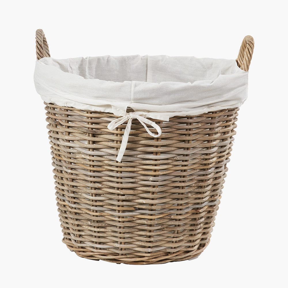 Tobs Grey Kubu Rattan Lined Round Basket.