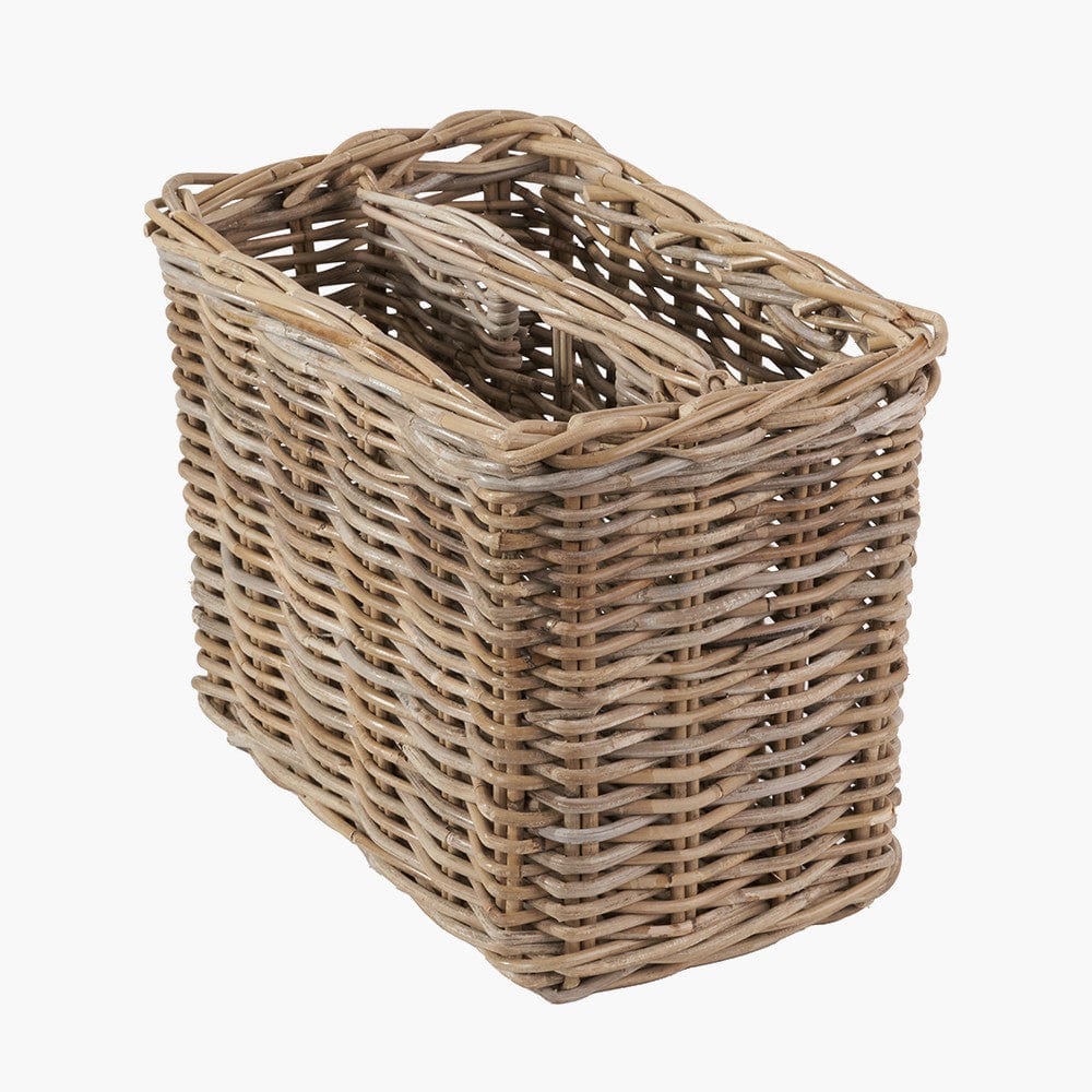 Tobs Grey Kubu Rattan Magazine Basket.