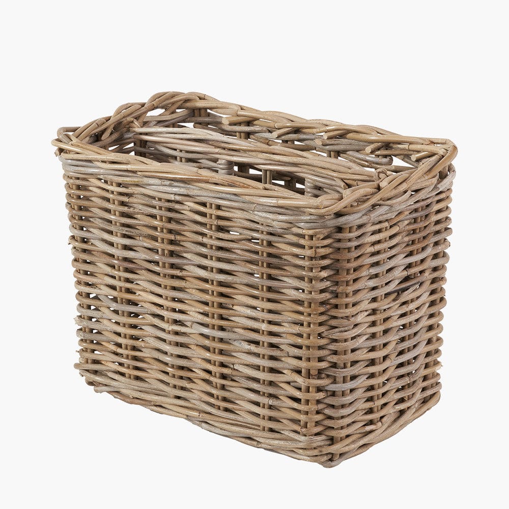 Tobs Grey Kubu Rattan Magazine Basket.
