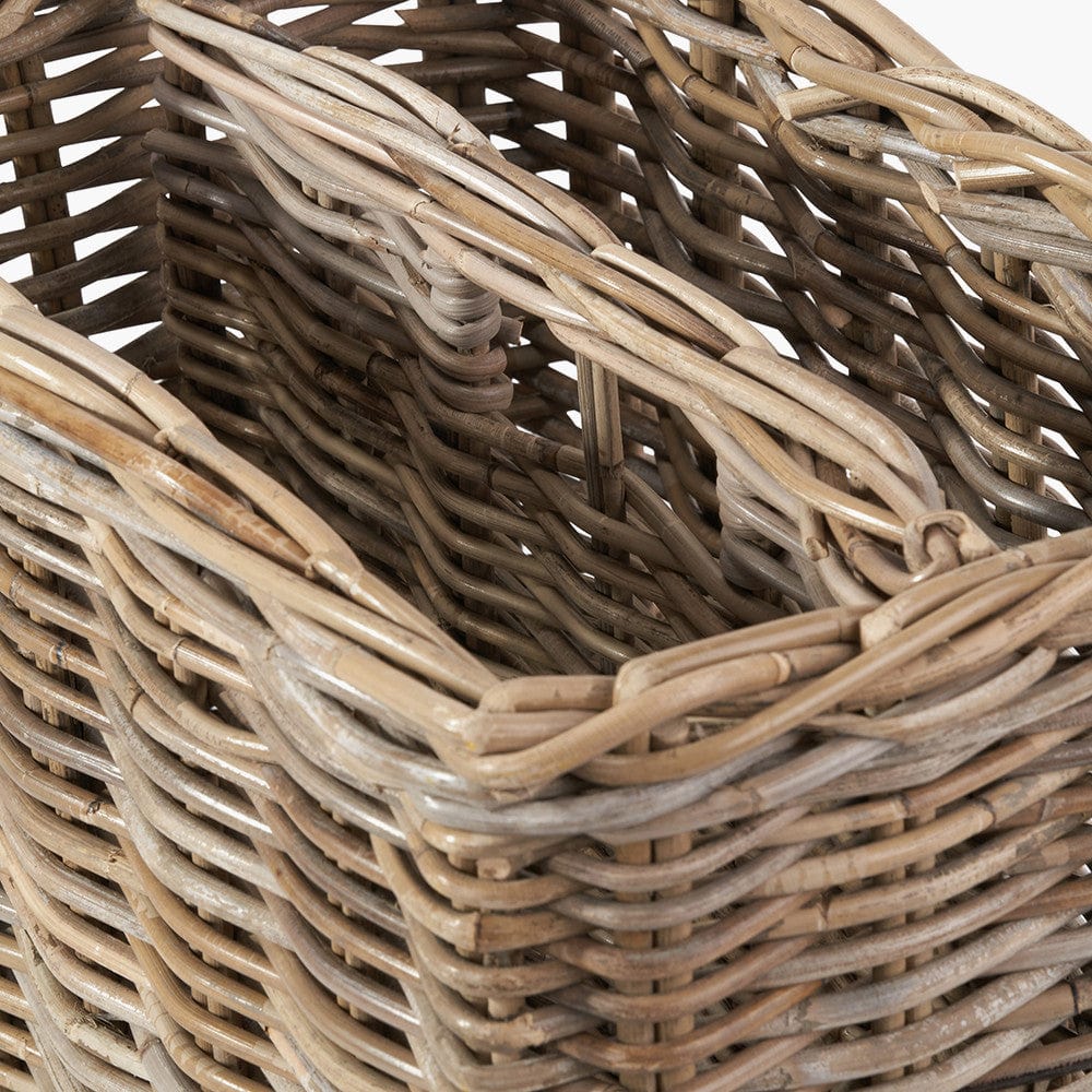 Tobs Grey Kubu Rattan Magazine Basket.