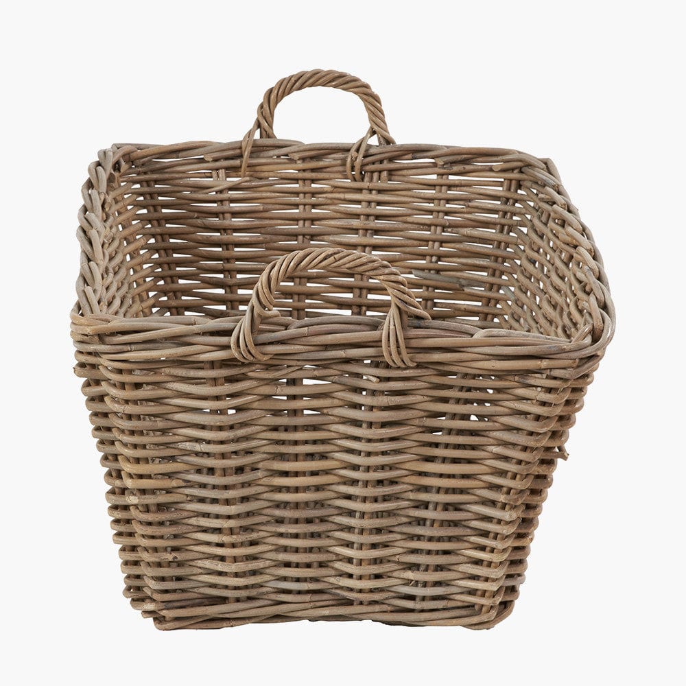 Tobs Grey Kubu Rattan Rectangular Storage Basket Large.