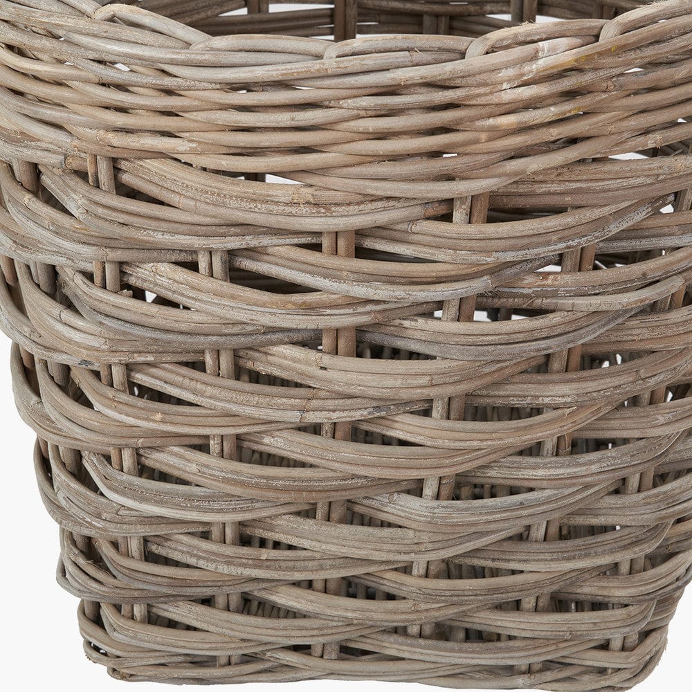 Tobs Grey Kubu Rattan Round Storage Basket with Square Base.