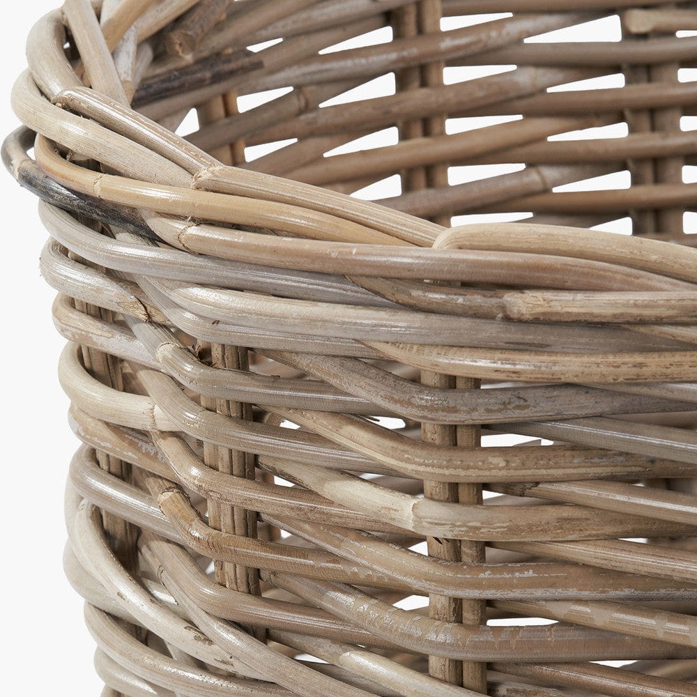 Pacific Lifestyle Accessories Tobs Grey Kubu Rattan Straight Sided Shopping Basket House of Isabella UK