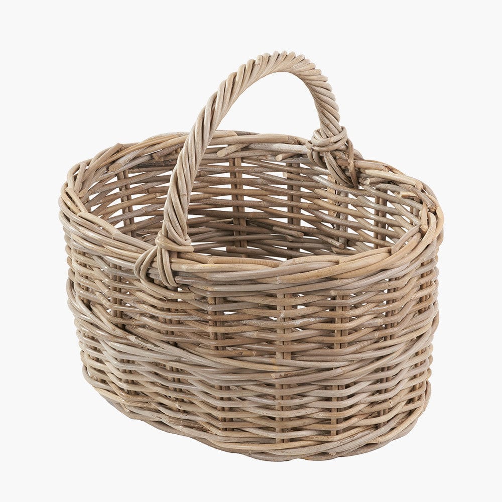 Pacific Lifestyle Accessories Tobs Grey Kubu Rattan Straight Sided Shopping Basket House of Isabella UK