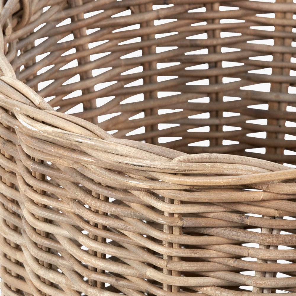 Tobs Grey Kubu Rattan Tall Round Storage Basket.
