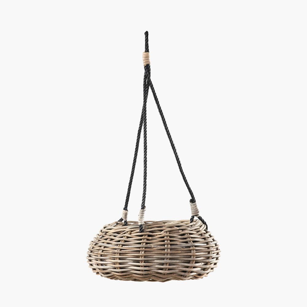 Tobs Indoor Outdoor Grey Kubu Rattan Hanging Basket.