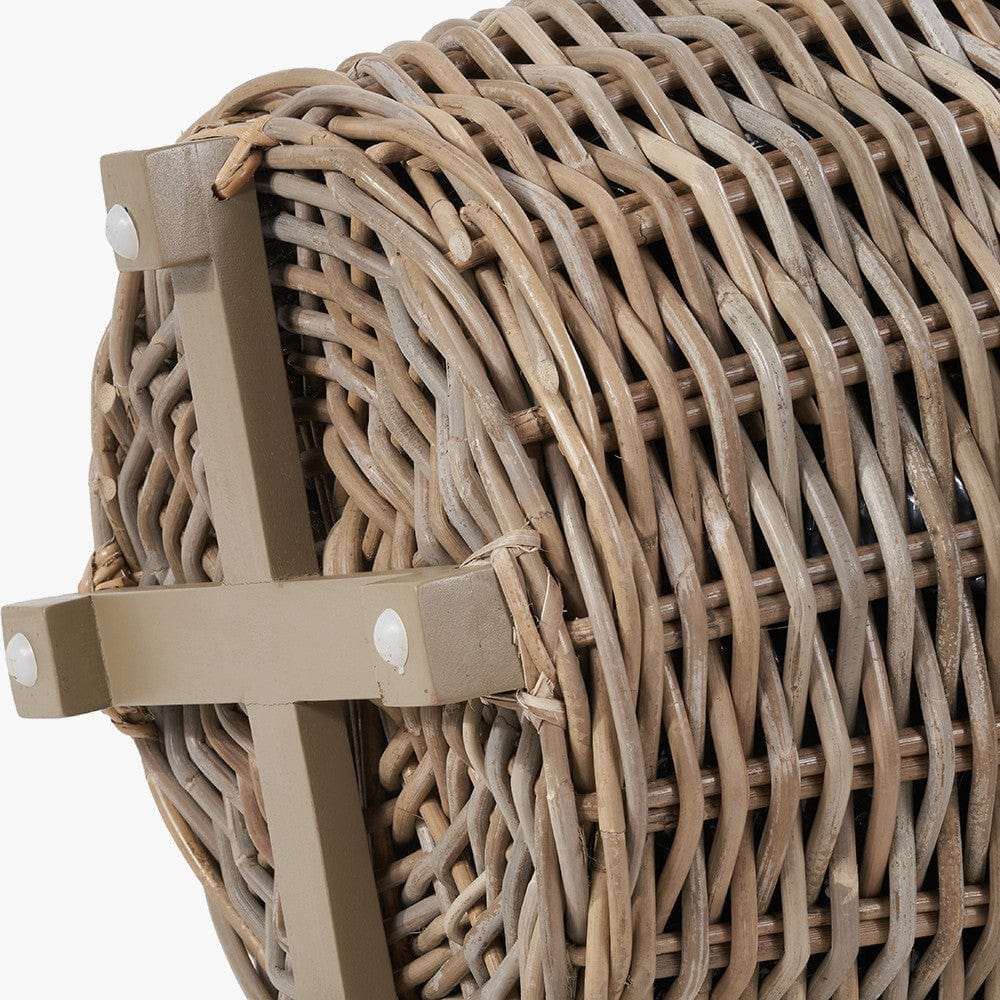 Pacific Lifestyle Accessories Tobs Indoor Outdoor Grey Kubu Rattan Round Basket Planter with Handles House of Isabella UK