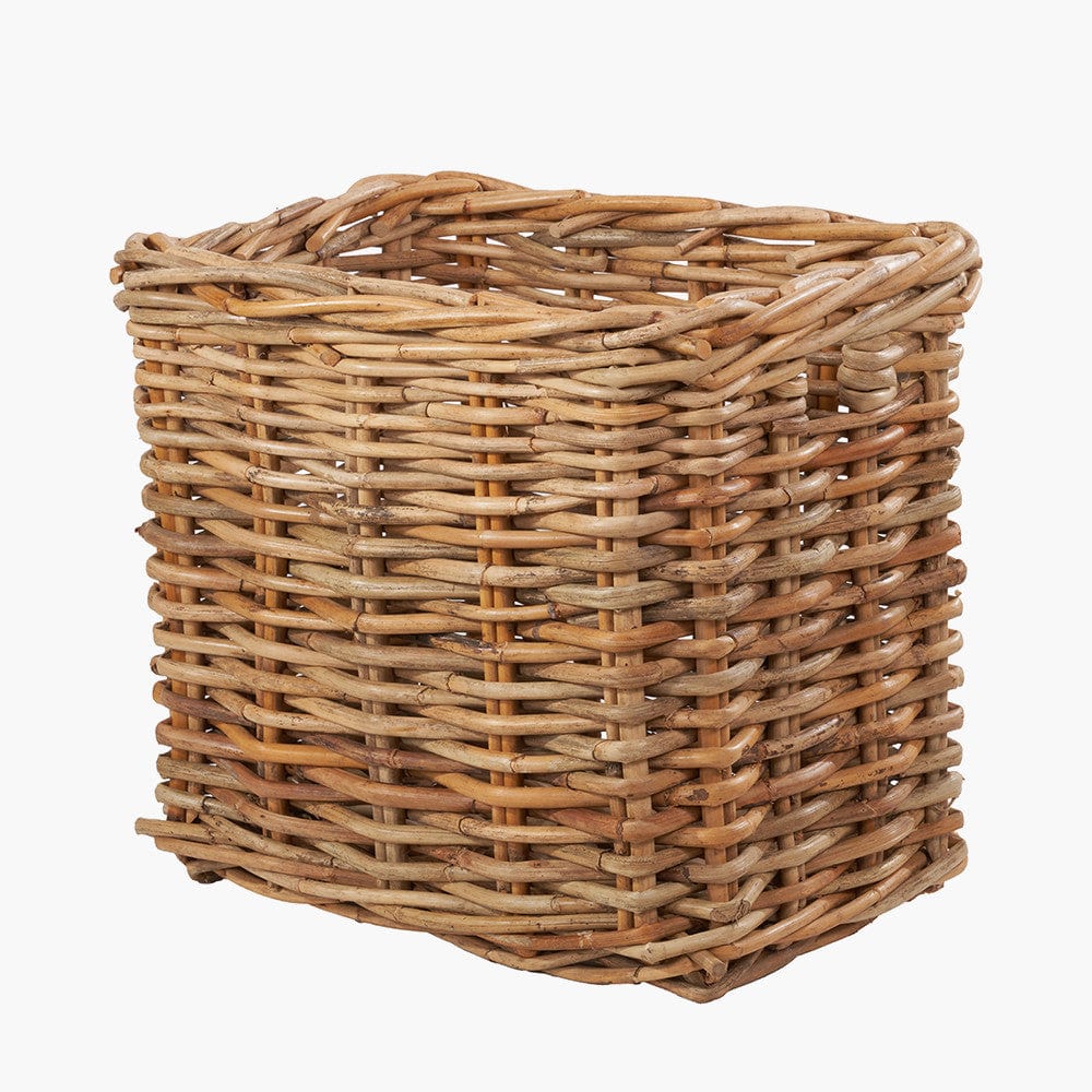 Tobs S/2 Chunky Natural Rattan Square Log Baskets.