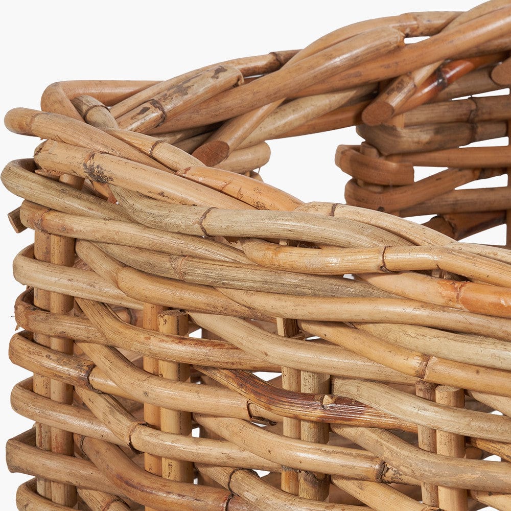 Tobs S/2 Chunky Natural Rattan Square Log Baskets.