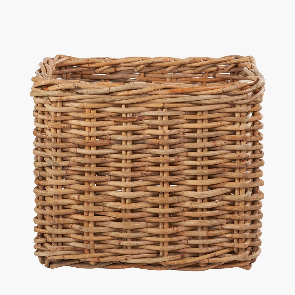 Tobs S/2 Chunky Natural Rattan Square Log Baskets.