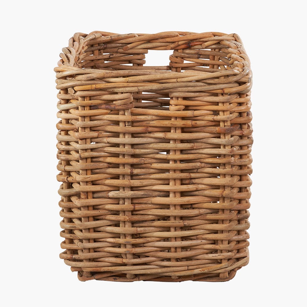 Tobs S/2 Chunky Natural Rattan Square Log Baskets.