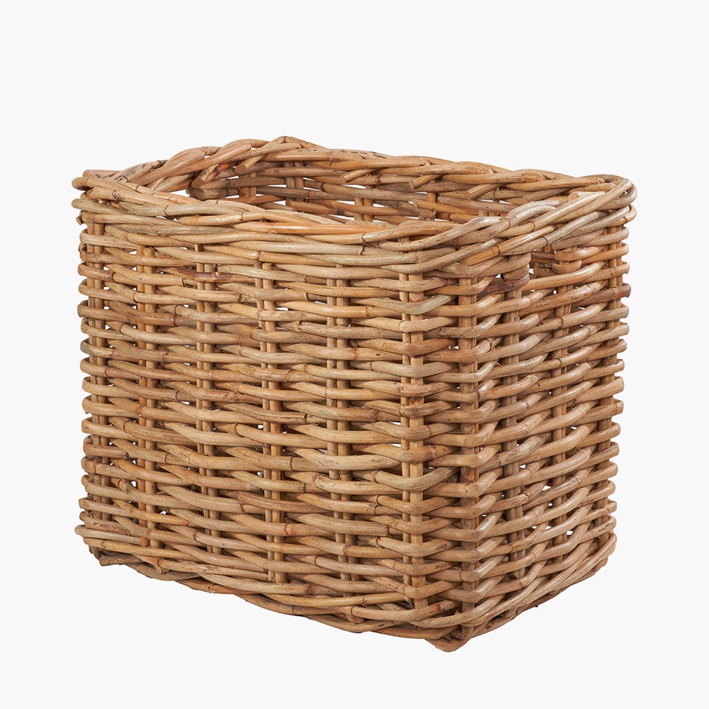 Tobs S/2 Chunky Natural Rattan Square Log Baskets.