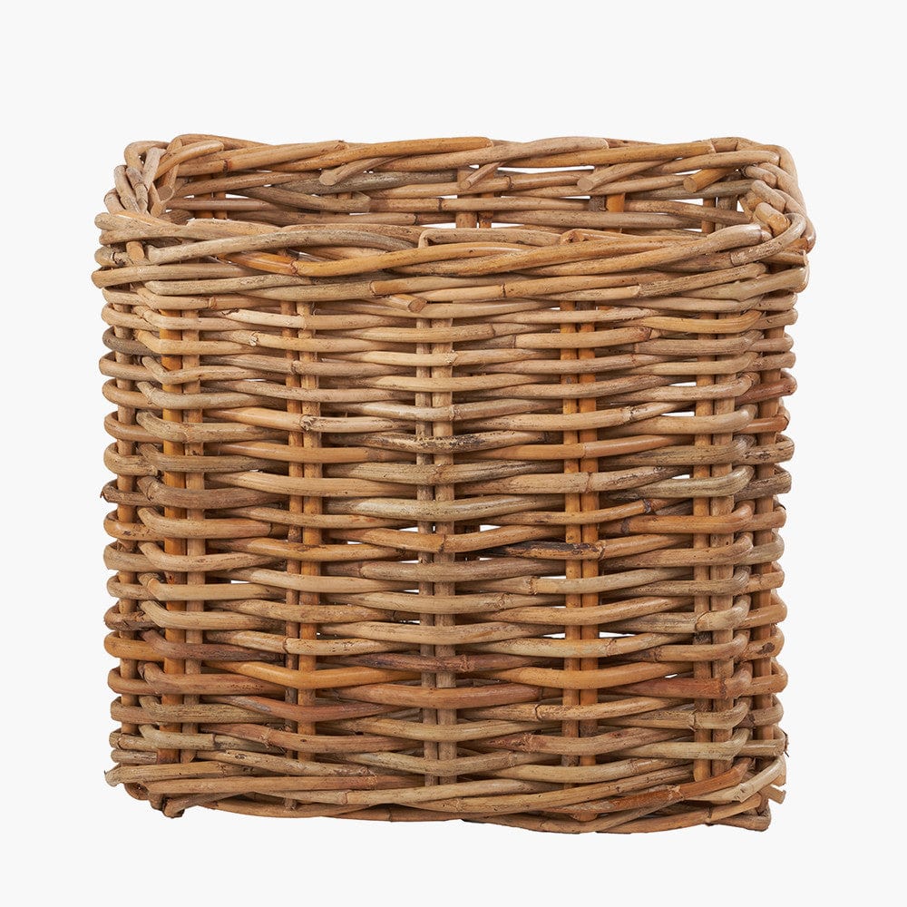 Tobs S/2 Chunky Natural Rattan Square Log Baskets.