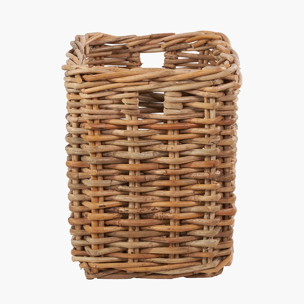 Tobs S/2 Chunky Natural Rattan Square Log Baskets.