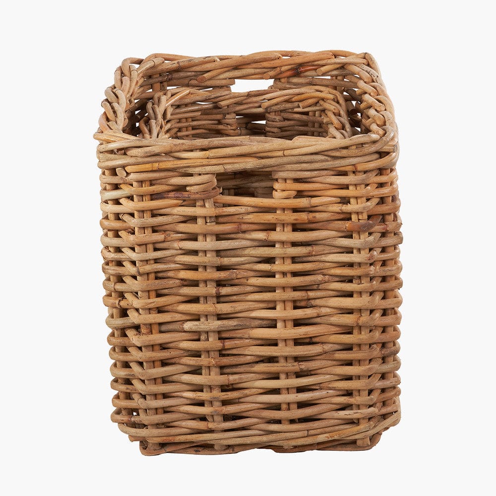 Tobs S/2 Chunky Natural Rattan Square Log Baskets.