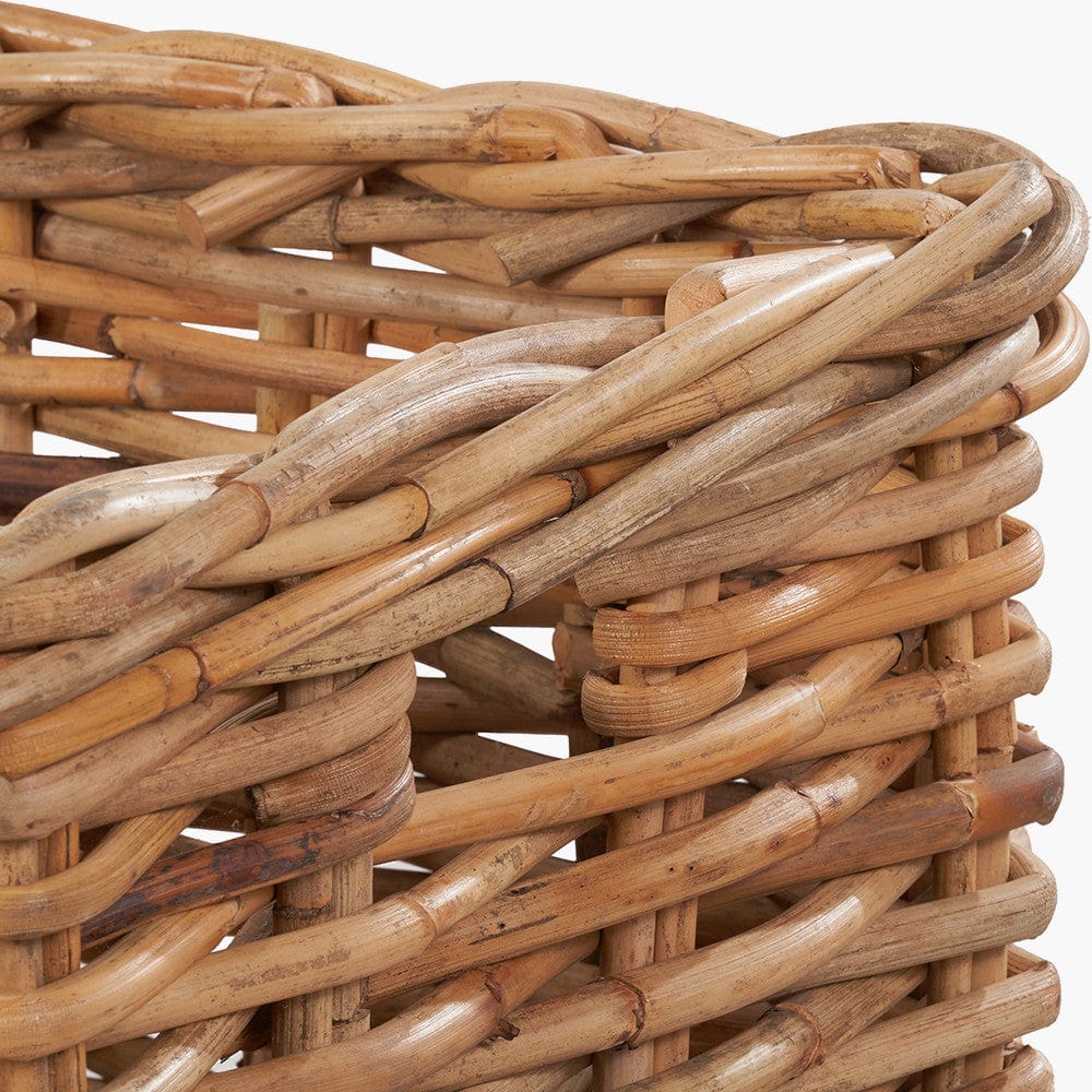 Tobs S/2 Chunky Natural Rattan Square Log Baskets.