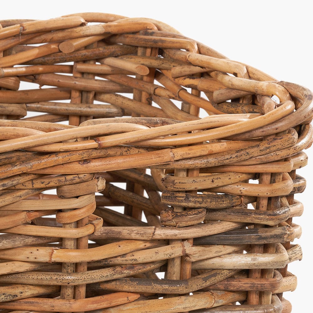 Tobs S/2 Chunky Natural Rattan Square Storage Baskets with Lid.