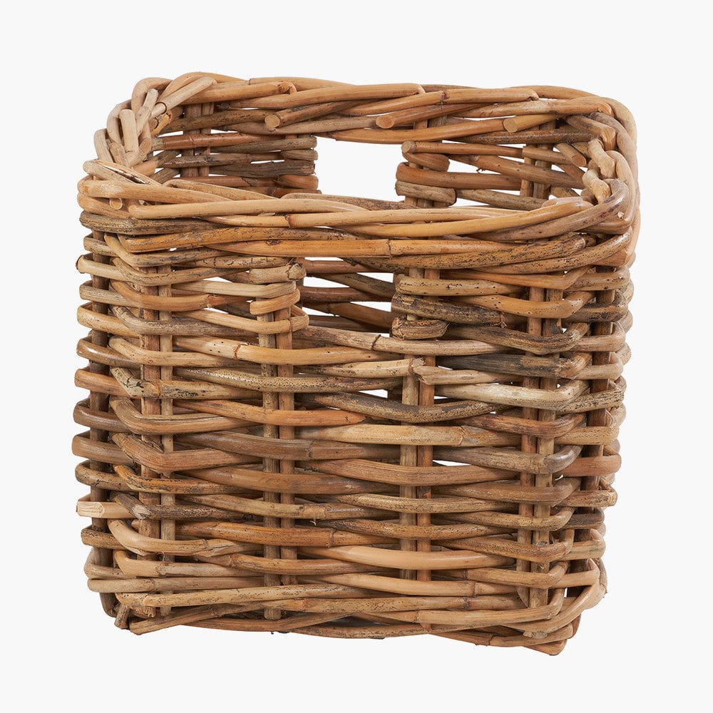 Tobs S/2 Chunky Natural Rattan Square Storage Baskets with Lid.