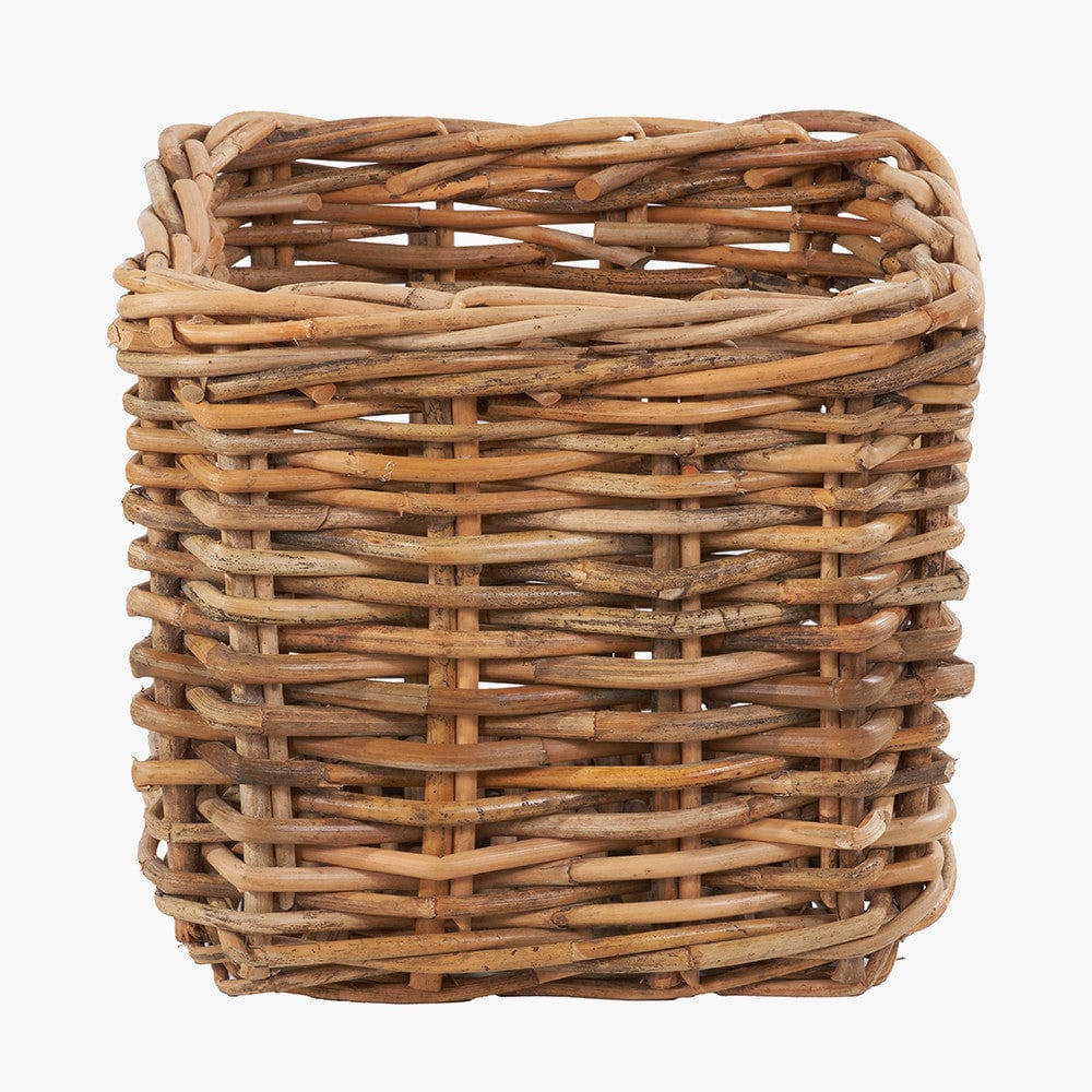Tobs S/2 Chunky Natural Rattan Square Storage Baskets with Lid.