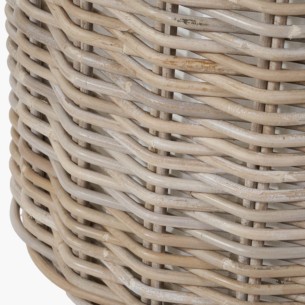 Pacific Lifestyle Accessories Tobs S/2 Grey Kubu Rattan Lined Round Log Baskets House of Isabella UK