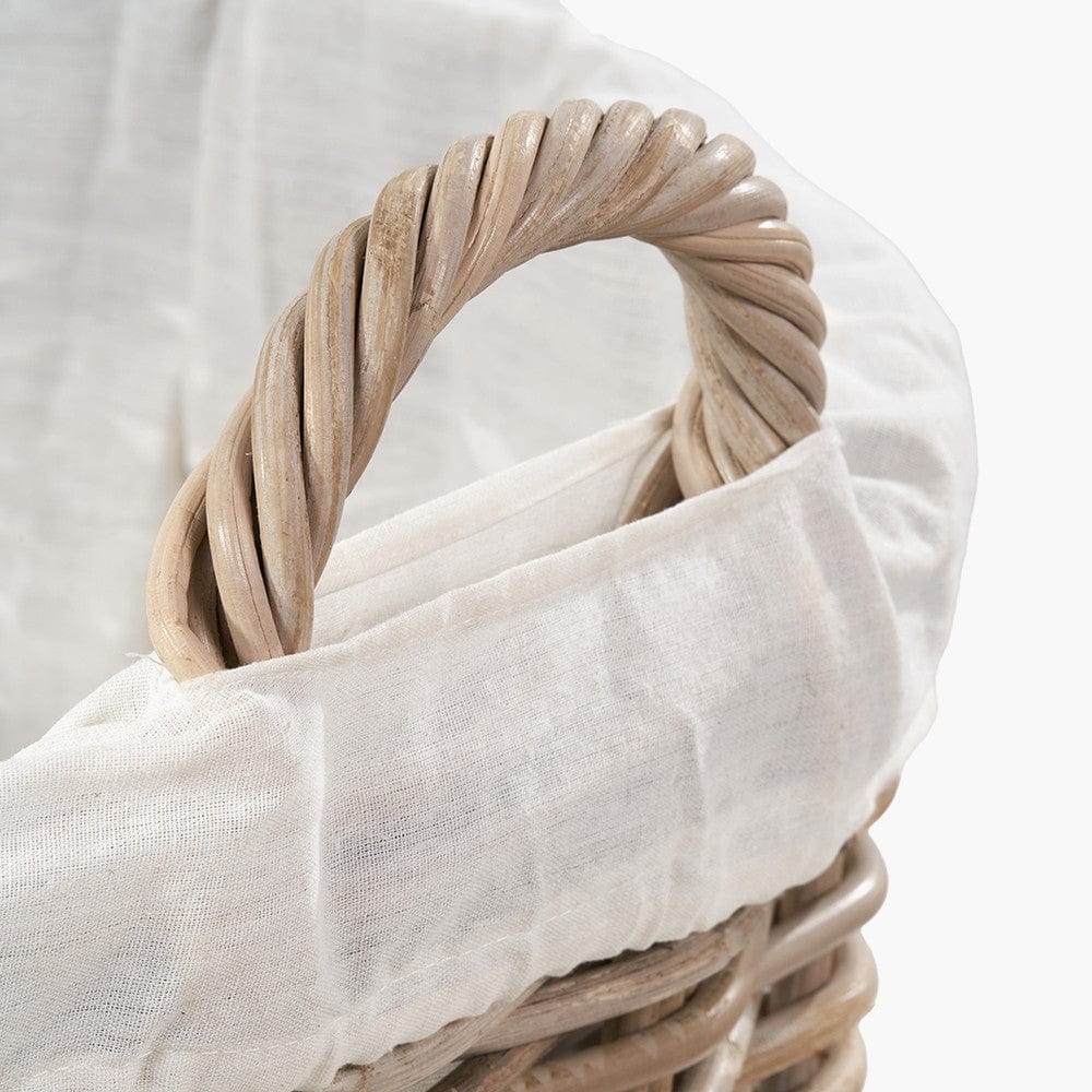 Pacific Lifestyle Accessories Tobs S/2 Grey Kubu Rattan Lined Round Log Baskets House of Isabella UK