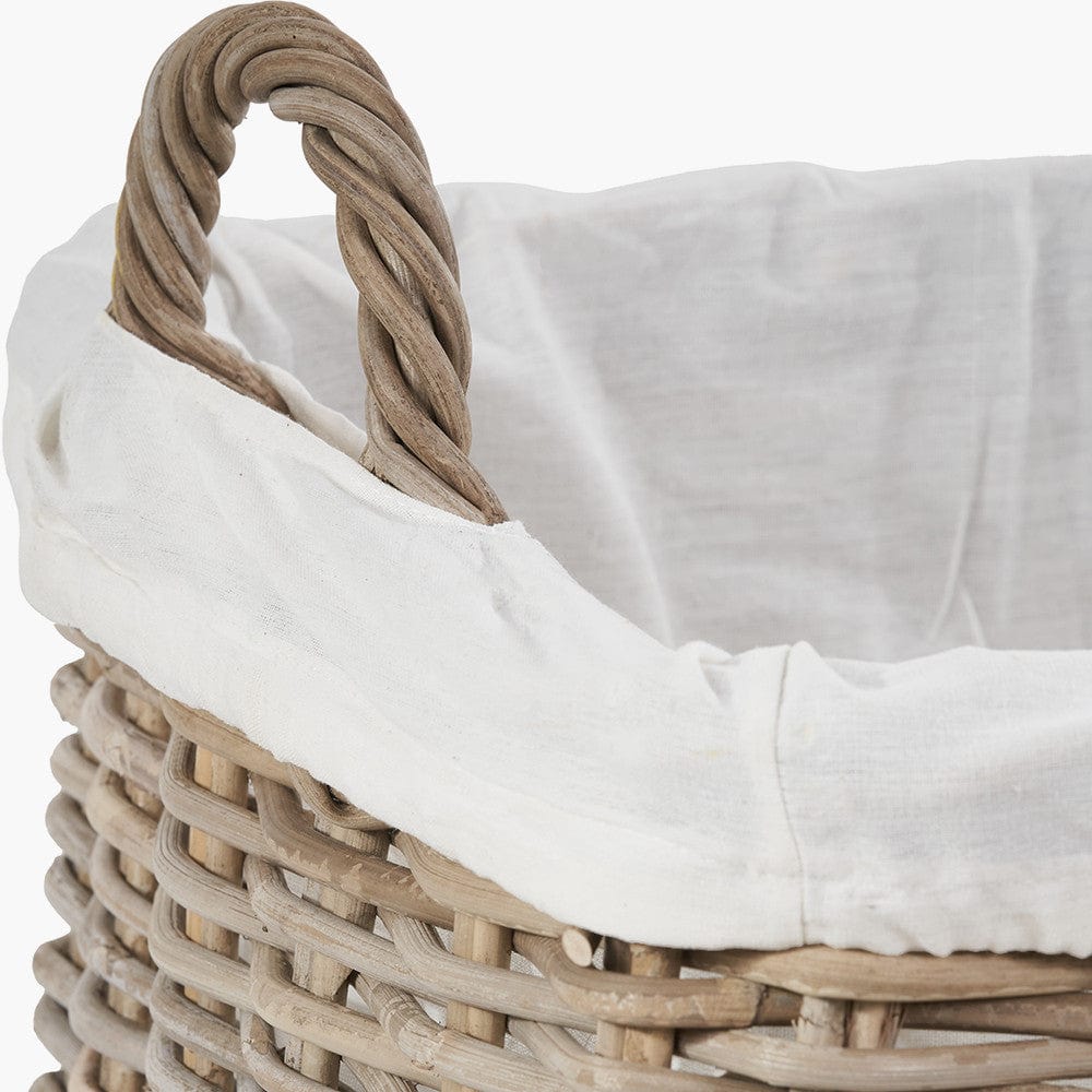 Tobs S/2 Grey Kubu Rattan Lined Square Log Baskets.