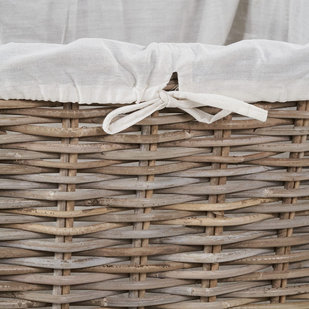 Tobs S/2 Grey Kubu Rattan Lined Square Log Baskets.