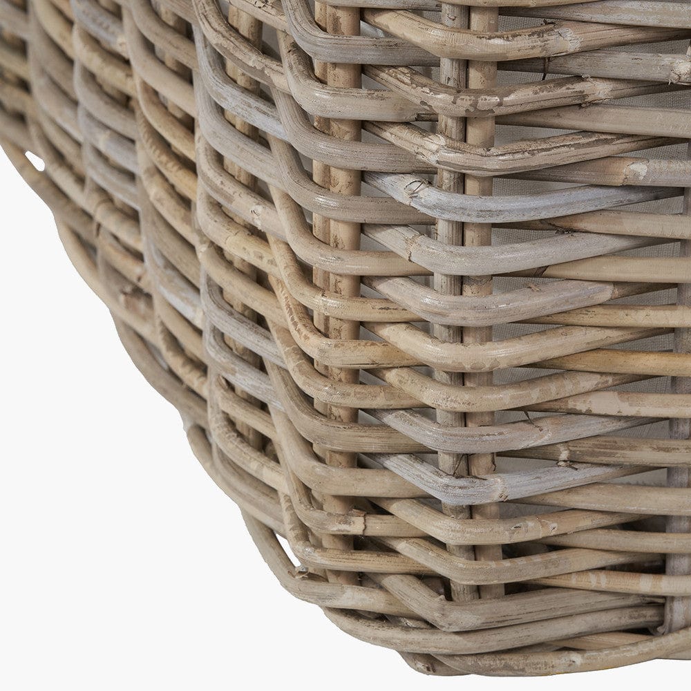 Tobs S/2 Grey Kubu Rattan Lined Square Log Baskets.