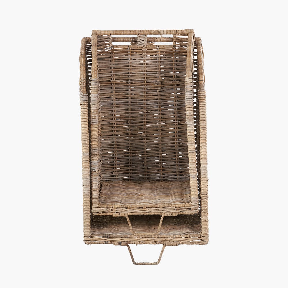Tobs S/2 Grey Kubu Rattan Log Basket Trolleys.