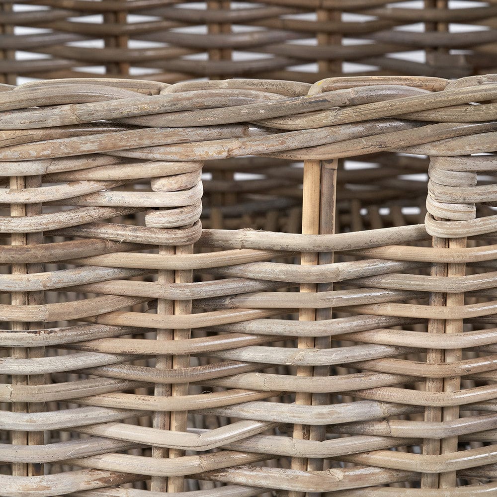Tobs S/2 Grey Kubu Rattan Rectangular Storage Baskets with Inset Handles.