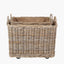 Tobs S/2 Grey Kubu Rattan Rectangular Wheeled Logs Baskets.