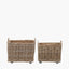 Tobs S/2 Grey Kubu Rattan Rectangular Wheeled Logs Baskets.