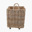 Tobs S/2 Grey Kubu Rattan Rectangular Wheeled Logs Baskets.