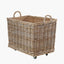 Tobs S/2 Grey Kubu Rattan Rectangular Wheeled Logs Baskets.
